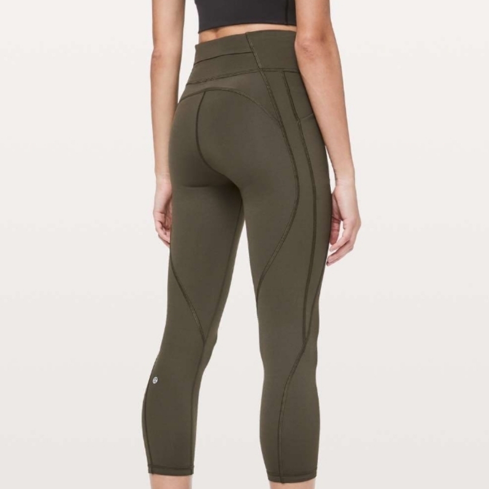 Lululemon Time To Sweat Dark Olive Crop Pant Size 2